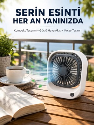 Midas Toptan Home Taşınabilir Şarjlı Masa Fanı Sessiz ve Güçlü Fan Sistemli