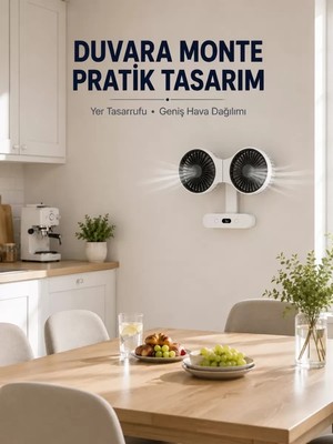 Midas Toptan Home Dijital Göstergeli Çift Fan Başlıklı Masa Vantilatörü