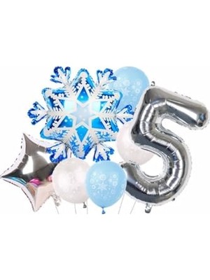 Frefly Store Frozen Elsa Kar Tanesi Snowflake Temalı 5 Yaş Balon Seti Doğum Günü Dekorasyonu
