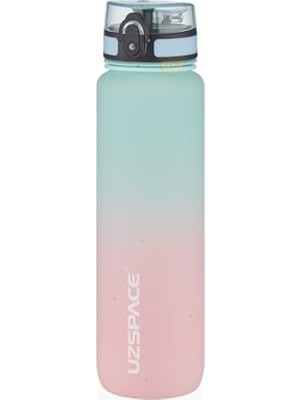 Frefly Store Uzspace 1000ML Çift Renkli Sızdırmaz Bpa Içermez Kilitlenebilir Kapaklı Motivasyonel Tritan Su Matarası (Su Yeşili-Pembe)