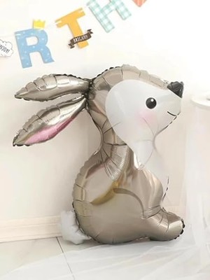 Frefly Store Gri Tavşan Folyo Balon Doğum Günü Parti Balonu 71 cm