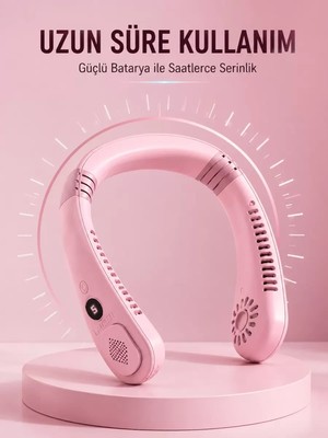 Midas Toptan Home Pembe Boyun Fanı Sessiz Çalışan USB Şarjlı Taşınabilir Kişisel Serinletici