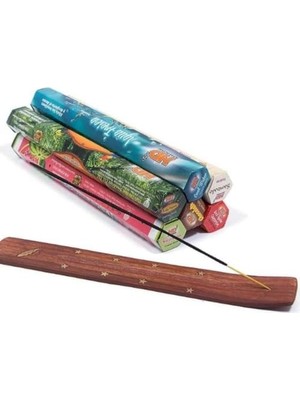 Frefly Store Orret Home 120 Adet 6 Paket Karma Tütsü ve Kayığı, Çubuk Seti ve Ahşap Tutucu