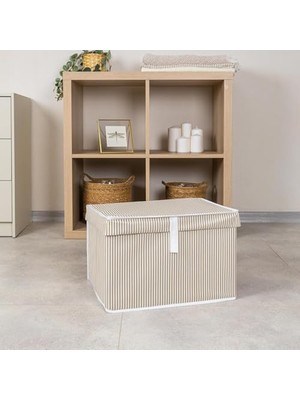 Frefly Store Orret Home Çok Amaçlı Kapaklı Sandık Tipi Hurç Organizer – Büyük Boy Saklama Kutusu – Dolap Içi, Yatak Altı ve Baza Altı Için Sert ve Dayanıklı Depolama Çözümü – Katlanabilir (Krem, 50X40X30 Cm)