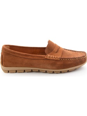 Bambi Taba Hakiki Deri Kadın Loafer Ayakkabı K01680000102