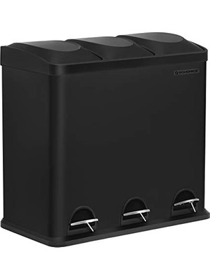Frefly Store Songmıcs 54 Litre Mutfak Çöp Kutusu Pedallı Çöp Kovası, 3 Bölmeli, Iç Kovalar ve Atık Ayırma Için 6 Etiket, Çöp Ayrıştırma Sistemi, Siyah LTB54B