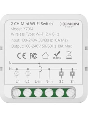 Frefly Store Xenon Smart Ikili Wi-Fi Akıllı Anahtar (16A 220V Röle) Iki Yönlü Işık Şalteri Röle Modülü Mobil Uygulama Denetimli Tuya Uyumlu Google Home/alexa Destekli Switch X7014