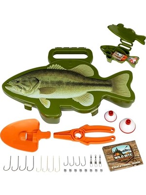 Frefly Store Outdoors Wild Bite Olta Takımı Seti | Yeşil/bass - Yeni Başlayanlar Için Olta Kutusu, Levrek/panfish/alabalık, Kürek ve Pense Yakalamak Için 25 Parça Çok Amaçlı Takım Çeşitleri