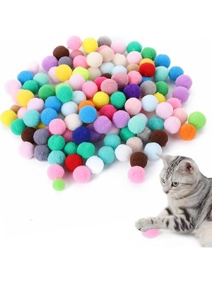 Frefly Store Aee® 50 Adet Peluş Kedi Topu 3 cm – Renkli Yumuşak Kedi Oyuncağı Seti, Kedi Oyun Topu, Kedi Oyun Tabancası Yedek Top, Hafif Oyuncak Top