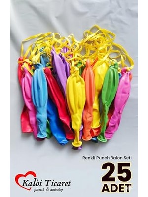 Frefly Store Ipli Balon 25'li Lastikli Zıpzıp Balon Punch Panç Büyük Boy Renkli