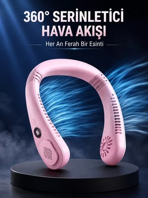 Midas Toptan Home Pembe Boyun Fanı Kablosuz Taşınabilir Sessiz Çalışan Kişisel Serinletici Fan