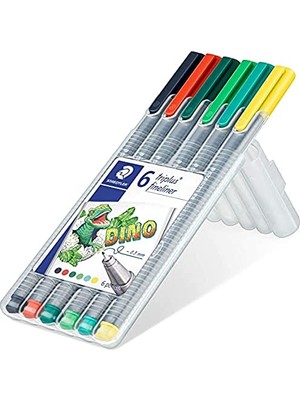 Frefly Store Staedtler 334 SB6CS10 Triplus Fineliner Dino 0.3 mm 6'lı Set Karışık Renk