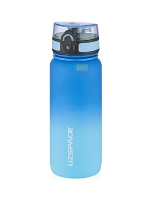 Frefly Store Uzspace 650ML Çift Renkli Sızdırmaz Bpa Içermez Kilitlenebilir Kapaklı Motivasyonel Tritan Su Matarası (Lacivert-Açık Mavi)