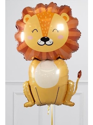 Frefly Store Sevimli Aslan Büyük Folyo Balon Safari Temalı Doğum Günü Balonları 100CM