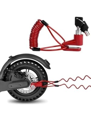 Frefly Store 2'li Güvenlik Seti Disk Kilidi + Spiral Çelik Halat Scooter Bisiklet Motosiklet Için Üstün Koruma