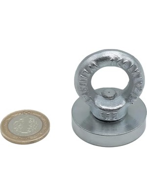Frefly Store 40MM Çok Güçlü Deniz Mıknatısı - Fishing Magnet - Dyum Dai Çelik Mıknatıs - Halkalı Pot Mıknatıs - L Kaplı - Paslanmaz - Kararma Yapmaz - Tuzlu Suya Dayanıklı Mns