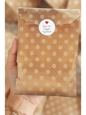 Frefly Store 100LÜ Hediye Paketi Seti, Puantiyeli Kese Kağıdı (11X20 Cm) ve 105 Adet Sticker