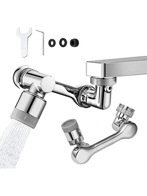 Frefly Store 1080° Derece Musluk Başlığı Musluk Uzatma 2 Püskürtme Fonksiyonlu, Dönebilir Çok Fonksiyonlu Uzatma Musluğu 22 mm Iç Dişli ve 24 mm Dış Dişli Mutfak Musluk Başlığı