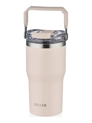 Frefly Store Dıller 620 ml Tek Kapak Çift Kullanım Pipetli/pipetsiz Taşıma Kulplu Mug/çelik TERMOS-FFDILLERD9168