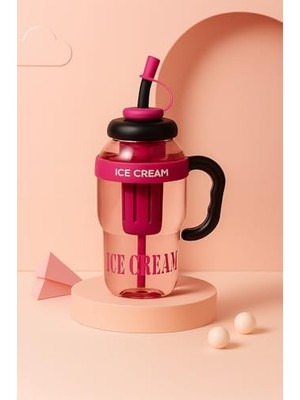 Frefly Store Süzgeç Hazneli Pipetli Suluk 1300 ml – Meyve Aromalı Su Şişesi (Siyah-Pembe)