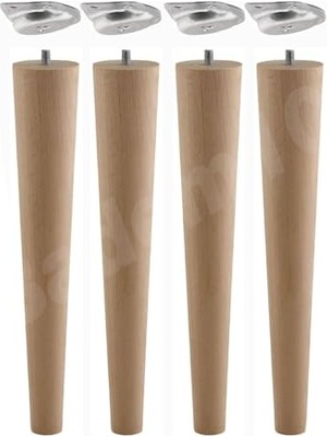 Frefly Store BADEM10 4'lü Ahşap Sehpa Ayak Takımı 35 cm Zigon Puf Tabure Ayağı Masa Ayakları Açılı Bağlantı Aparatı Dahil
