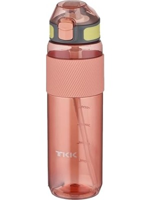 Frefly Store Tkk 800ML Pipetli Taşıma Kulplu Silikon Gövde Ölçü Skalalı Tritan Su Matarası (Pembe)