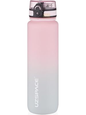Frefly Store Uzspace 1000ML Çift Renkli Sızdırmaz Bpa Içermez Kilitlenebilir Kapaklı Motivasyonel Tritan Su Matarası (Pembe-Gri)