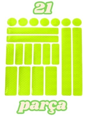 Frefly Store 21 Parça Yansıtıcı Sticker Seti, Kırmızı, Motorsuz/motorlu Araçlar Için (Yeşil-Sarı)