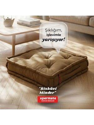 Xpermate Yer Minderi 55x55x14 Sedir Minderi Bahçe Minderi Balkon Oturma Minderi Kahve