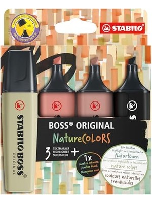 Frefly Store Stabılo Boss Orıgınal Naturecolors - Fosforlu Kalem - 4'lü Paket - Çeşitli Renkler