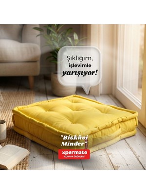 Xpermate Bisküvi Minder Petek Önü Palet Üstü Minderi Fransız Minder Bank ve Bahçe Minderi 55X55X14 cm Sarı