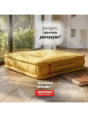 Xpermate Bisküvi Minder Petek Önü Palet Üstü Minderi Fransız Minder Bank ve Bahçe Minderi 55X55X14 cm Hardal
