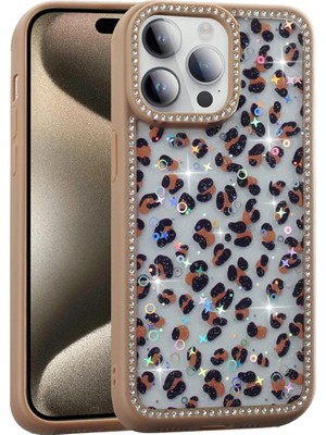 Ummeslem Apple iPhone 14 Pro Max Cep Telefonu Için Uyumlu Kılıf Taşlı ve Simli Tasarım Azra Kapak