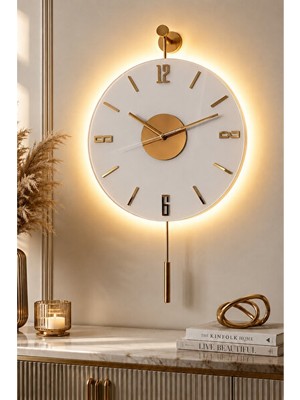 Avelune 30X55CM Gold Seri Metal Pilli LED Işıklı Modern Tasarım | Duvar Saati