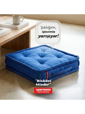 Xpermate Bisküvi Minder Petek Önü Palet Üstü Minderi Fransız Minder Bank ve Bahçe Minderi 55X55X14 cm Mavi