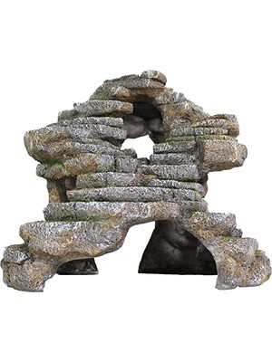 Frefly Store Reptology Shale Scape Step Ledge & Cave Hideout – Akvaryumlar ve Teraryumlar Için Dekoratif Reçine – Sürüngenler, Amfibiler ve Balıklar Için Harika – Ekstra Büyük
