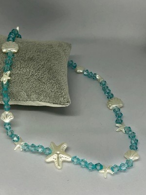 Carette De Terre Deniz Yıldız Detaylı Mavi Kristal Bocuklu Kolye