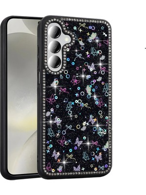 Ummeslem Samsung Galaxy A55 Cep Telefonu Için Uyumlu Kılıf Taşlı ve Simli Tasarım Azra Kapak