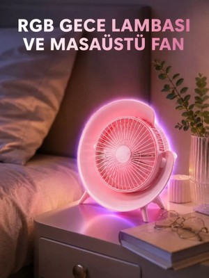 Midas Toptan Home Gece Lambalı Renk Değiştiren Masaüstü Fan