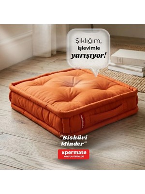 Xpermate Yer Minderi 55x55x14 Sedir Minderi Bahçe Minderi Balkon Oturma Minderi Kremit