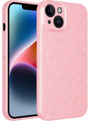 Ummeslem Apple iPhone 13 Kılıf Kamera Korumalı Simli Lüks Için Uyumlu Kılıf Koton Kapak