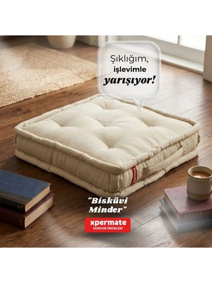 Xpermate Yer Minderi 55x55x14 Sedir Minderi Bahçe Minderi Balkon Oturma Minderi Bej