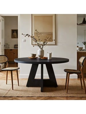 Hernest Modern Yuvarlak Yemek Masası 120 cm 4-6 Kişilik Dekoratif Ayaklı