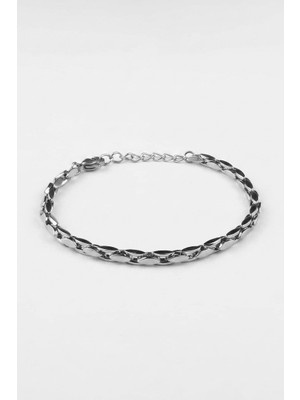 HERİF Elips Zincir Erkek Çelik Bileklik - Ayarlanabilir 22 cm