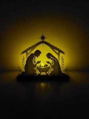 Yerli Kutsal Aile Dekoratif Tealight Mumluk – Masa Üstü Ev Dekoru