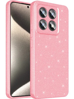 Ahlttiba Xiaomi 14T Pro Kılıf Kamera Korumalı Simli Lüks Için Uyumlu Koton Kapak