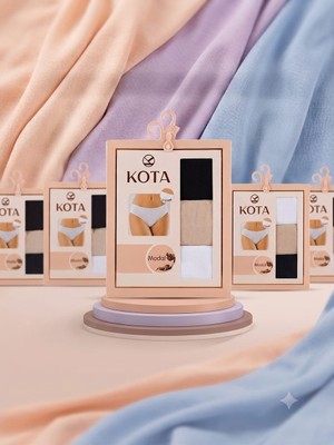 Kota Kadın 3'lü Modal Slip Külot Seti - Siyah, Ten, Beyaz Renkli Pamuklu Esnek Kadın Iç Çamaşırı Paketi