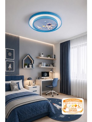 Ece Aydınlatma Fubao 2 Katlı Modern Tasarım Uzaktan Kumandalı Dimmerli 3 Renk LED Işıklı Çocuk Odası Avizesi 40CM Çap
