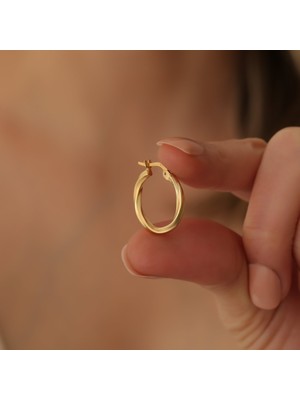 Nox Jewelry 14 Ayar Altın Kaplama Burgu Halka Gümüş Küpe – Dokulu Parlak Minimal Günlük Şık Küpe - E00241