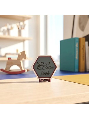 Miaju Estetik Coffee Love Temalı Masaüstü Dekoratif Aksesuar Kahve Tutkunları Için Modern ve Anlamlı Bir Hediye Seçimi 10X10 Cm, Kül Gri